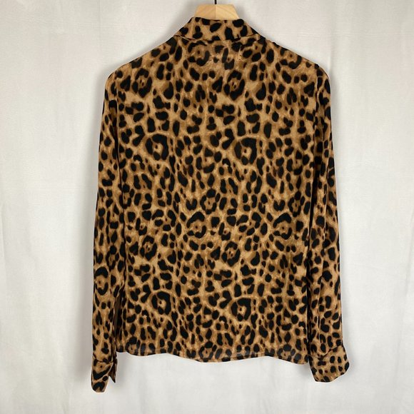 REFORMATION Violet Leopard Print Button Down Top - Picture 9 of 12